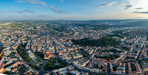 High angle earial panoramic shot of Brno city, Czech republic