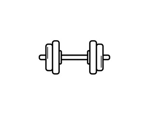 dumbbell black outline on transparent background 