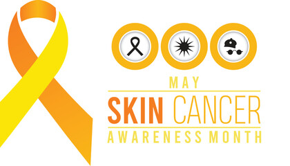 Skin Cancer Prevention and Awareness Month observed every year in May. Template for background, banner, card, poster with text inscription.