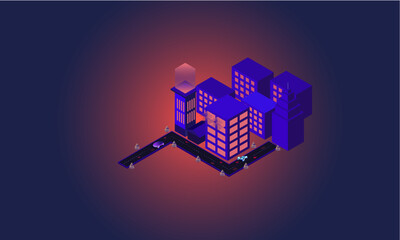 Isometric city. 3D city