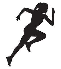 Running girl silhouette. Vector illustration.