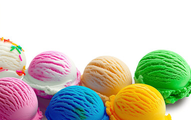 Ice cream poster design. A variety of delicious scoop of ice creams are placed in a circle with a variety of interesting colors