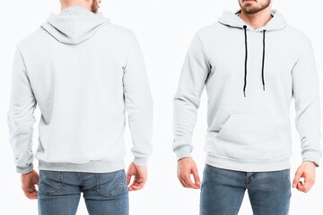 Fashionable Man Poses in Blank Hoodie for Logo Mockup
