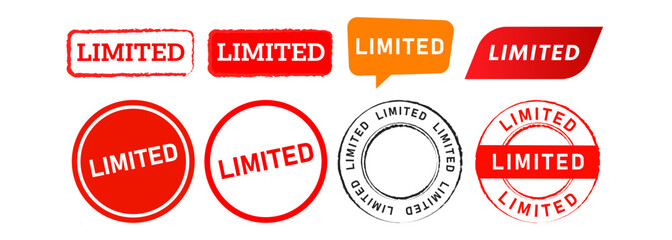 limited rectangle circle stamp and speech bubble label sticker sign for business marketing