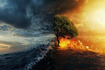 Concept of global warming, protecting the planet - obrazy, fototapety, plakaty