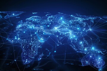 Fototapeta premium Digital Map of Asian Network Technology created with Generative AI