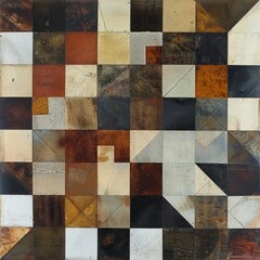 A collage of squares and rectangles with a brown and white color scheme