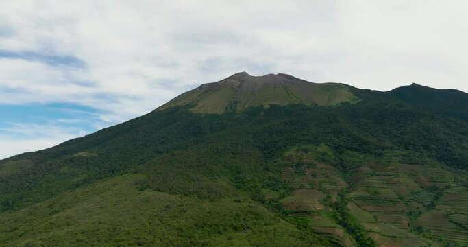Aerial view of Mount Canlaon is an active stratovolcano and the highest mountain on the island of Negros in the Philippines.