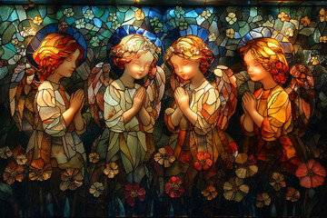 stained glass angels in the church