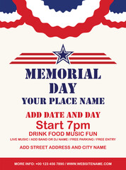 Memorial day party poster flyer  social media post design