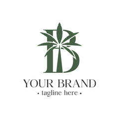 Monogram Letter B Logo, And Palm Tree Design Vector.