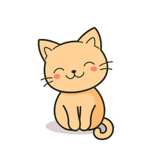  Cute ginger kitten in cartoon style. Vector illustration
