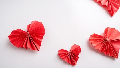 valentines day heart concept origami isolated on white background red paper hearts of various colors with copy space for your design for the February winter holiday