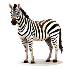Fototapeta premium Striped cartoon zebra standing with a detailed mane and tail. Generative AI