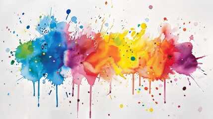 Fototapeta premium A painting of a rainbow with splatters of paint