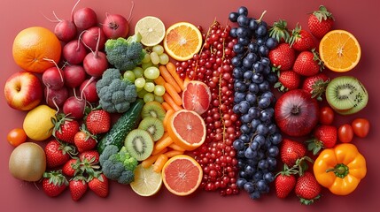 Against a bright and airy backdrop a variety of colorful fruits
