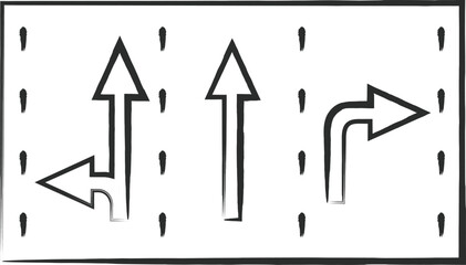 シンプルな標識の筆書き単品イラスト　進行方向別通行区分