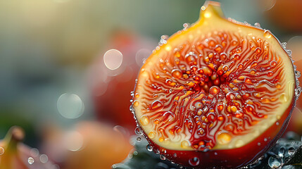 Close-up of figs with water drops.