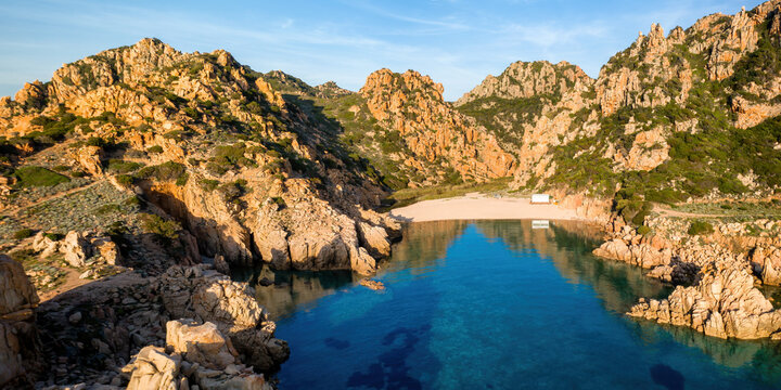 Li Cossi wild beach panorama in Costa Paradiso in Sardinia