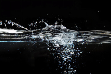 A macro shot of a droplet falling into a glass bowl - obrazy, fototapety, plakaty