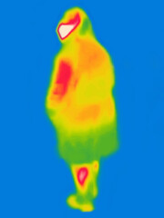 The Winter Man (heavy clothing). Image from thermal imager device.