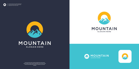 Geometric letter O and mountain logo design vector