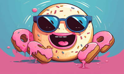 donut worry be happy tshirt idea lifestyle casual funny colorful foodie sweets character concept vector illustratio