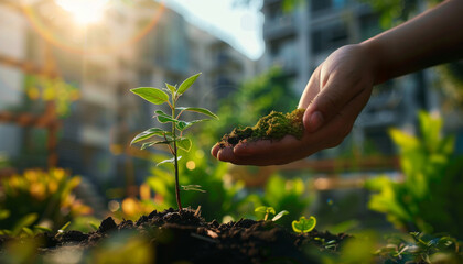 construction site employing green technologies and materials, setting the foundation for a sustainable future by AI generated image