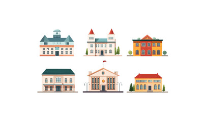 Naklejka premium Vector house collection - Set of house designs in front view. Flat design illustration