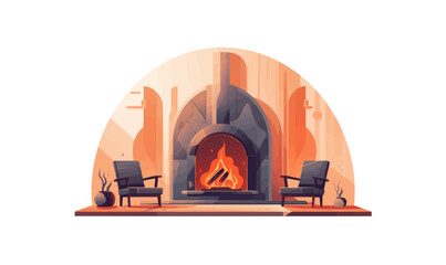 futuristic fireplace vector flat minimalistic isolated vector style illustration