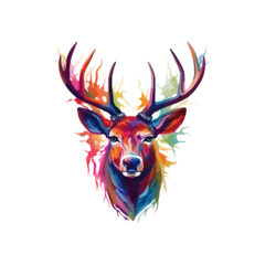 Foto auf Acrylglas Antireflex Vector graphic image of a colorful deer on a white background. © Влада Яковенко