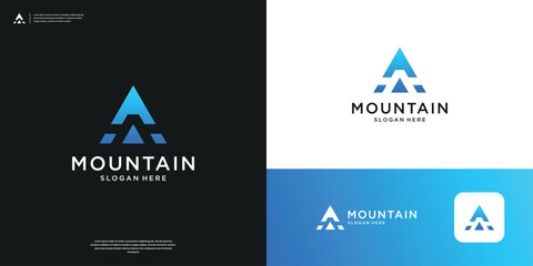 Letter A mountain logo design inspiration