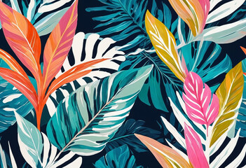 Floral and tropical leaf patterns and textures. Abstract minimal trendy style wallpaper - obrazy, fototapety, plakaty