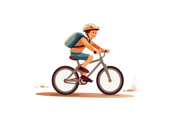 Fototapeta premium kid boy riding bicycle vector flat minimalistic isolated illustration