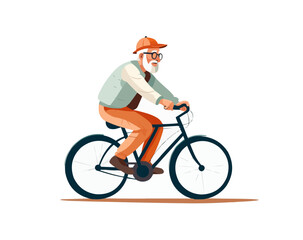 Fototapeta premium man riding bycicle vector flat isolated illustration -