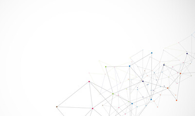 Grey graphic background dots with connections technologies and sharing data as abstract concept.