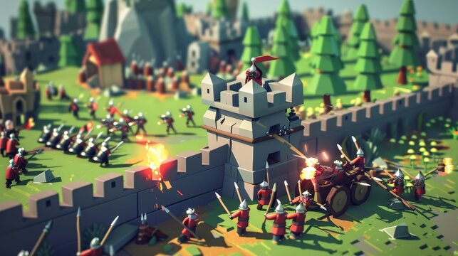 A modern interpretation of a classic battle in a 3D style  AI generated illustration