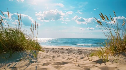 Fototapeta na wymiar Enjoy a blissful Labor Day backdrop against the sandy beach