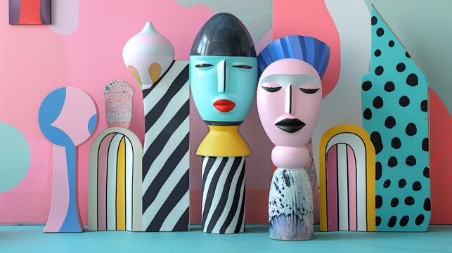 A playful and whimsical figure with a retro Memphis twist  AI generated illustration