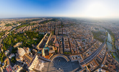 Rome, Italy. St. Peter's Cathedral - Basilica di San Pietro. Panorama of the city on a summer...