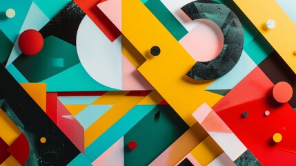 A quirky and abstract representation of a corporate rebranding with geometric shapes and vibrant hues  AI generated illustration
