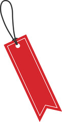 Blank red with white border price tag. flat design illustration.