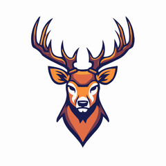 Stag Mascot for Esports Team Logo Flat Color and Kid Friendly Vector Illustration