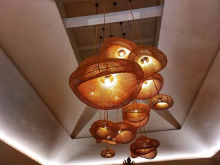 beautiful lamps made of bamboo or rattan