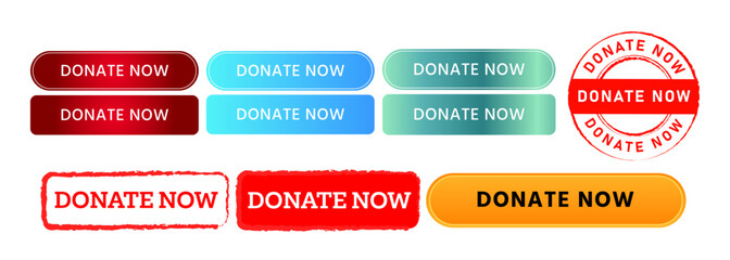 donate now rectangle circle stamp and button sign for help contribute endowment