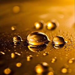 Obraz na płótnie Canvas water drops on a gold background, Ai Generated