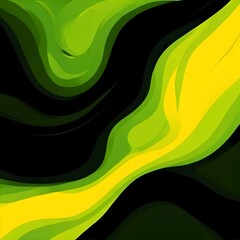 green yellow and black waves background, Ai Generated