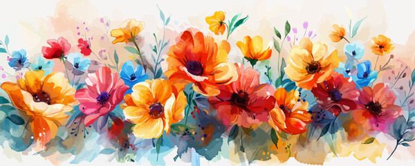 Fototapeta na wymiar Flowers in the style of watercolor art vector