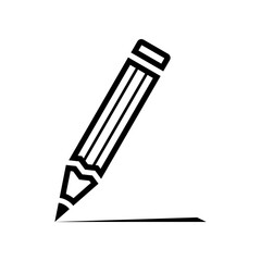 Black pencil drawing writing line school or office supplies icon flat vector design