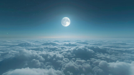 Beautiful Moon in the Skies. Flying Over the Infinite